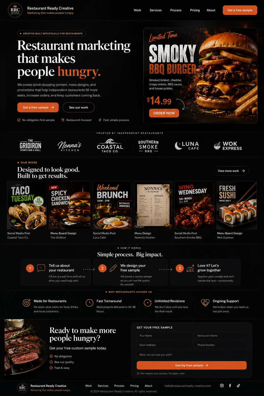 Restaurant Ready Creative sample marketing work